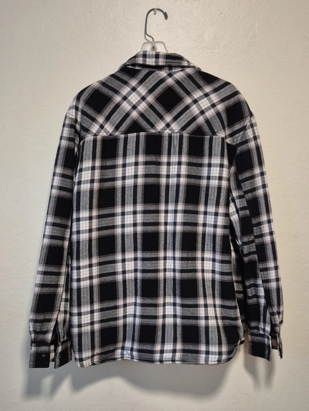 Vtg Big Mac Men's Jacket Black and White Plaid Flannel Sherpa Lined Sz L